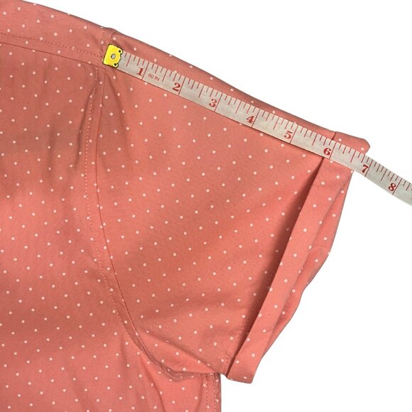 Paper Denim & Cloth Coral Polka Dot Short Sleeve Button Down Shirt Sz M Slim Fit - Picture 9 of 10